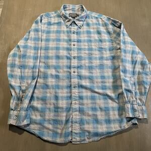Pendleton Mens Size XL Long Sleeve Blue Gray Plaid Tennyson Shirt Button Up